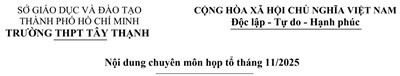 Nội dung chuyên môn họp tổ tháng 11/2025